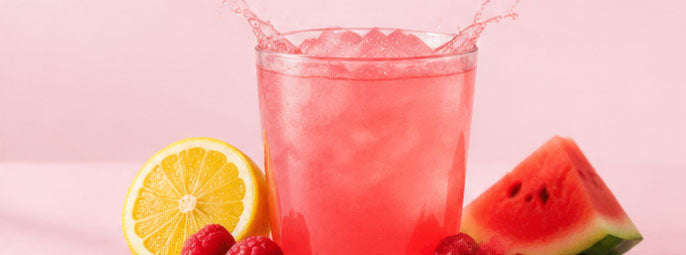 Fruit-forward pink drink with fresh fruit