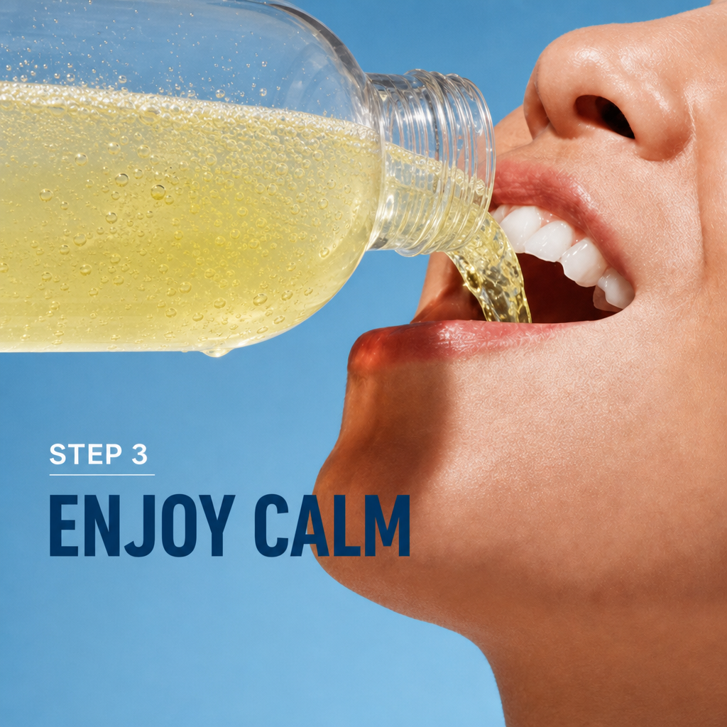 Prepared HolaCalm drink being enjoyed