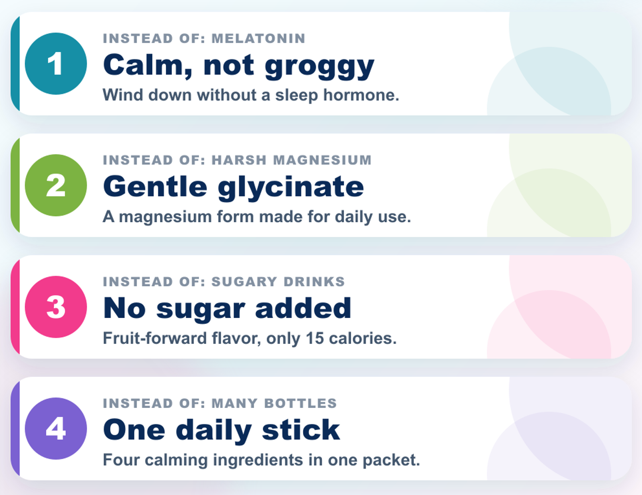 Why Hola Calm comparison cards